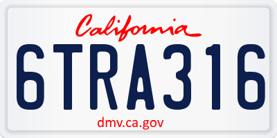 CA license plate 6TRA316