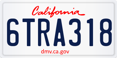 CA license plate 6TRA318