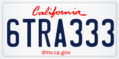 CA license plate 6TRA333