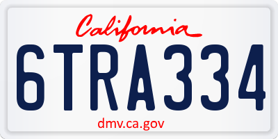 CA license plate 6TRA334