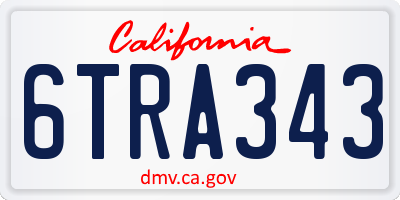 CA license plate 6TRA343