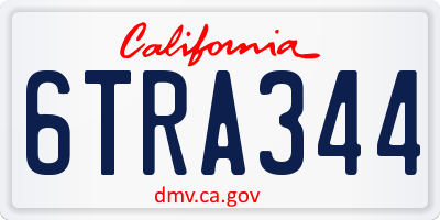 CA license plate 6TRA344
