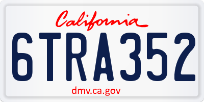 CA license plate 6TRA352