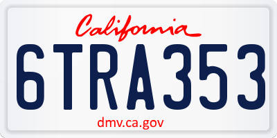 CA license plate 6TRA353