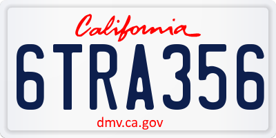 CA license plate 6TRA356
