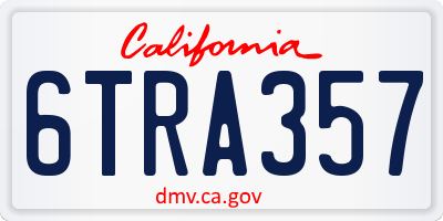 CA license plate 6TRA357