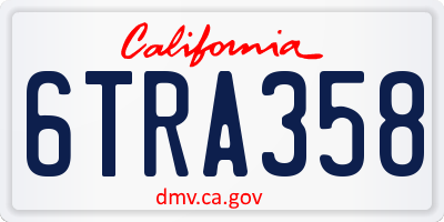 CA license plate 6TRA358