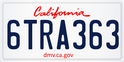 CA license plate 6TRA363