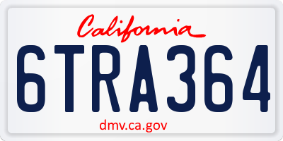 CA license plate 6TRA364