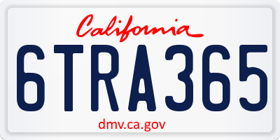 CA license plate 6TRA365