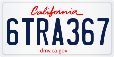 CA license plate 6TRA367
