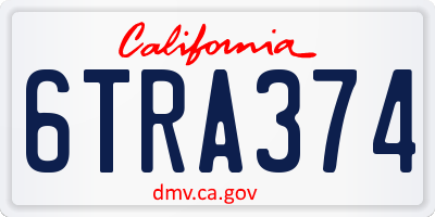 CA license plate 6TRA374