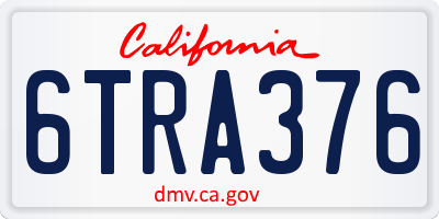CA license plate 6TRA376