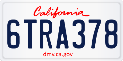 CA license plate 6TRA378
