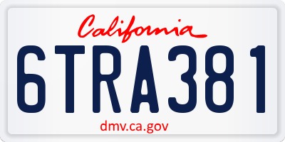 CA license plate 6TRA381