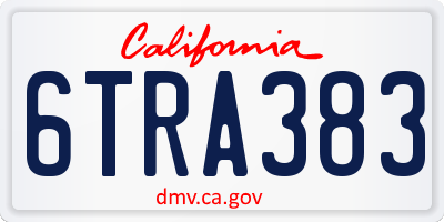 CA license plate 6TRA383