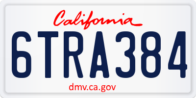 CA license plate 6TRA384