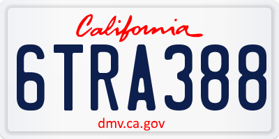 CA license plate 6TRA388