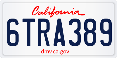 CA license plate 6TRA389