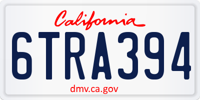 CA license plate 6TRA394