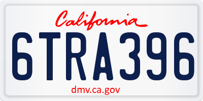 CA license plate 6TRA396