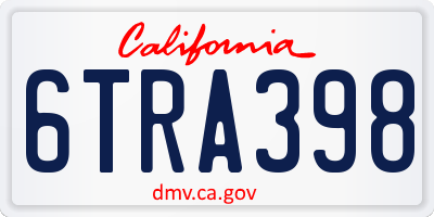 CA license plate 6TRA398