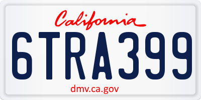 CA license plate 6TRA399