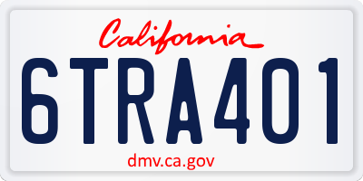CA license plate 6TRA401