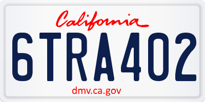 CA license plate 6TRA402