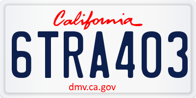 CA license plate 6TRA403