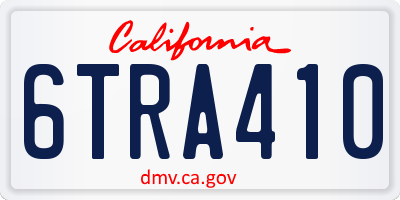 CA license plate 6TRA410