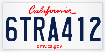 CA license plate 6TRA412