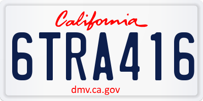 CA license plate 6TRA416