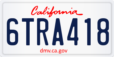 CA license plate 6TRA418