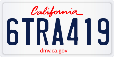 CA license plate 6TRA419