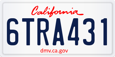 CA license plate 6TRA431