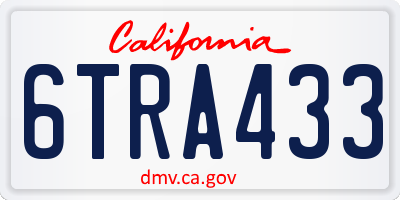 CA license plate 6TRA433