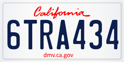 CA license plate 6TRA434