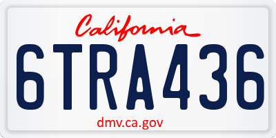 CA license plate 6TRA436