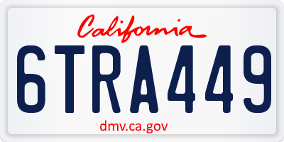 CA license plate 6TRA449