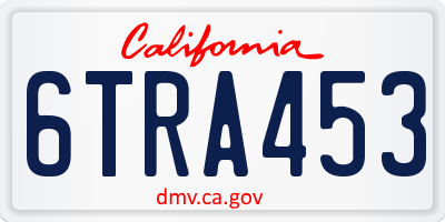 CA license plate 6TRA453