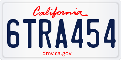 CA license plate 6TRA454