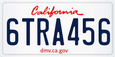CA license plate 6TRA456