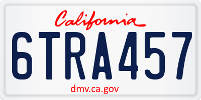 CA license plate 6TRA457