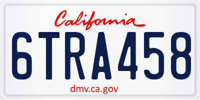 CA license plate 6TRA458