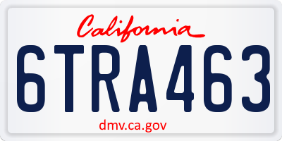 CA license plate 6TRA463