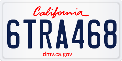 CA license plate 6TRA468