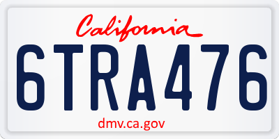 CA license plate 6TRA476