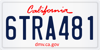 CA license plate 6TRA481