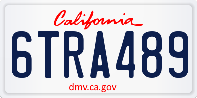 CA license plate 6TRA489